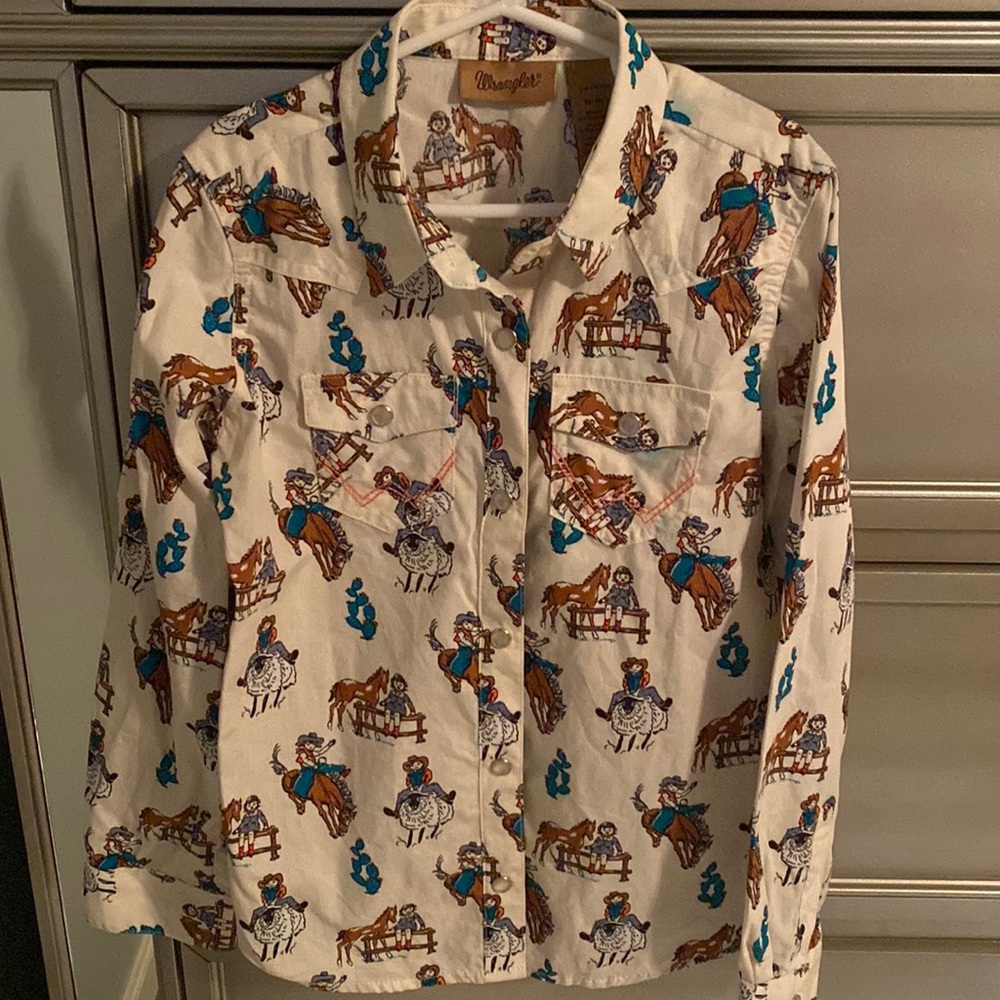 Kids Wrangler snap button long sleeve shirt.